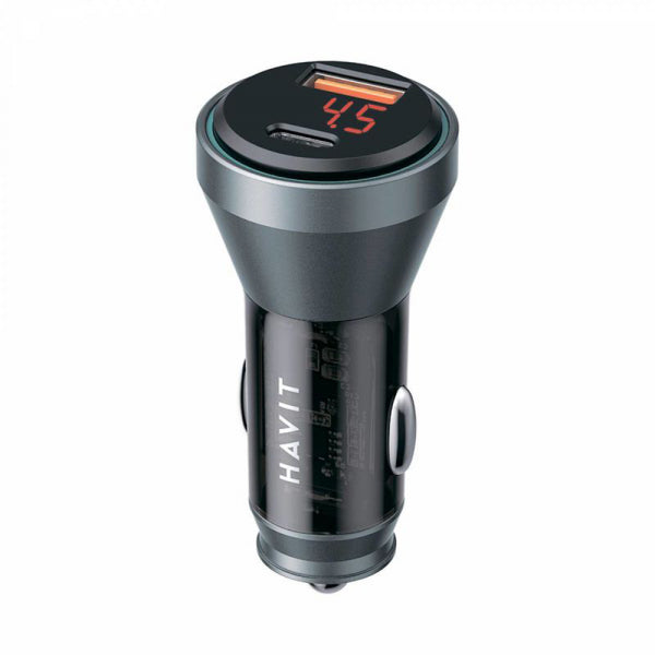 Havit Car Charger CC2017, 45W, 3A, 1 x USB-A - 1 x USB-C, Blue Black