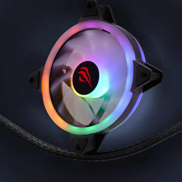 Havit Cooler Fan PC Desktop F2089, RGB, 1200RPM, 35dB, 1.32W, Black
