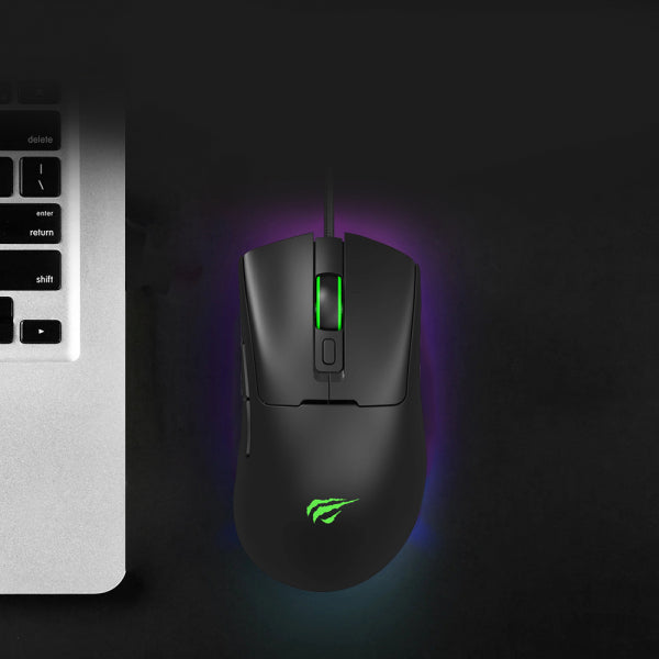 Havit Wired Gaming Mouse MS966, RGB, 800DPI - 12000DPI, 1.6m, Black