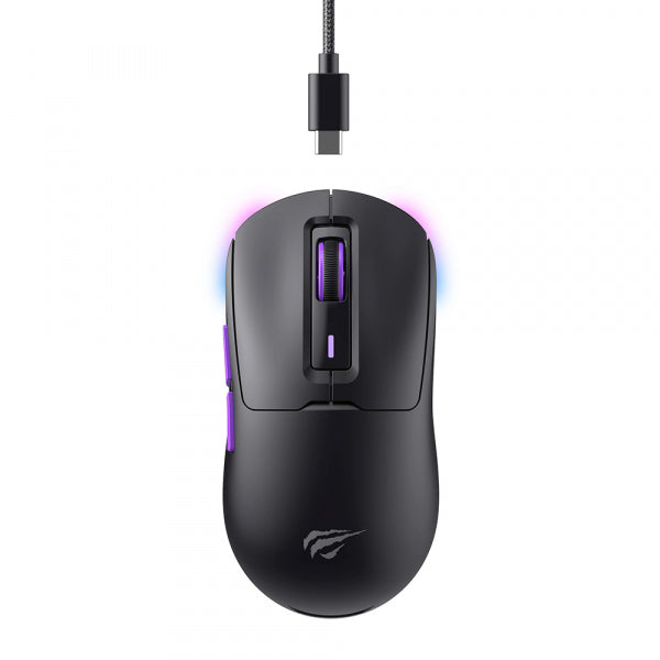 Havit Wireless Gaming Mouse MS969WB, RGB, 1000DPI - 16000DPI, BT / Wi-Fi / Wired, Black