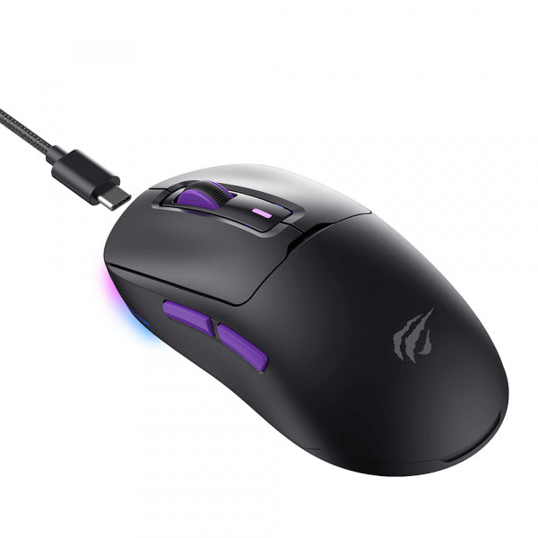 Havit Wireless Gaming Mouse MS969WB, RGB, 1000DPI - 16000DPI, BT / Wi-Fi / Wired, Black