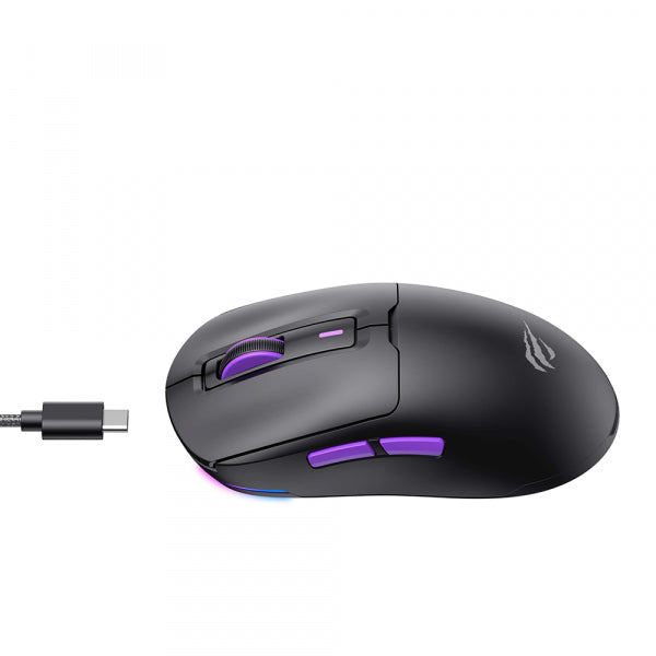 Havit Wireless Gaming Mouse MS969WB, RGB, 1000DPI - 16000DPI, BT / Wi-Fi / Wired, Black