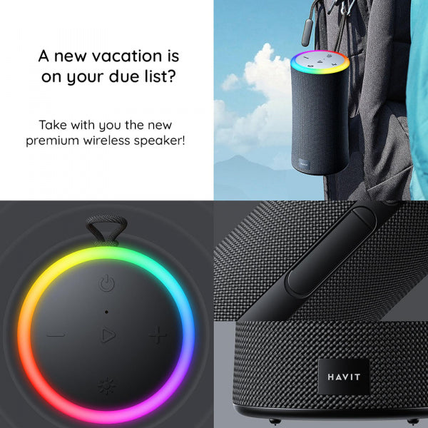 Havit Bluetooth Speaker SK833BT, 2 x 10W, RGB, Waterproof, Black