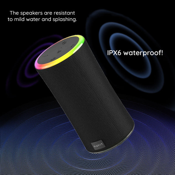 Havit Bluetooth Speaker SK833BT, 2 x 10W, RGB, Waterproof, Black
