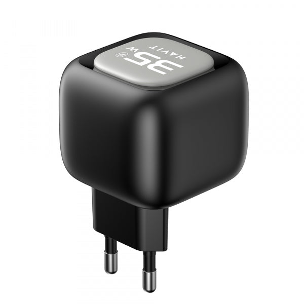 Havit Wall Charger UC251, 35W, 3A, 1 x USB-A - 1 x USB-C, with USB-C Cable, Black Grey