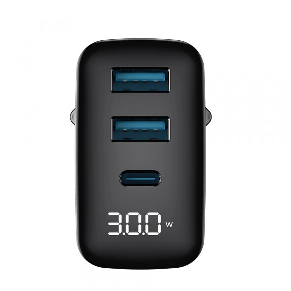 Havit Wall Charger UCLE001, 30W, 3A, 2 x USB-A - 1 x USB-C, Black