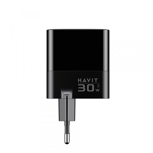 Havit Wall Charger UCLE001, 30W, 3A, 2 x USB-A - 1 x USB-C, Black