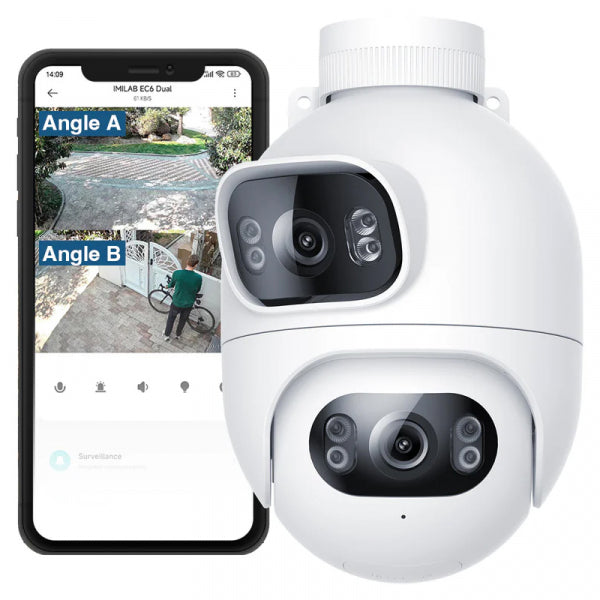 iMILAB Home Security Camera EC6 Dual, Wi-Fi, 2K, IP66, Outdoor, White CMSXJ68A
