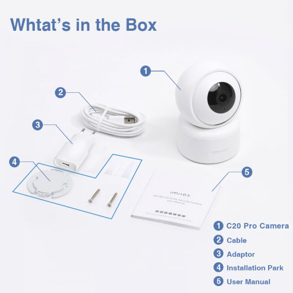 iMILAB Home Security Camera C20 Pro, Wi-Fi, 1080P, Indoor, White CMSXJ56B