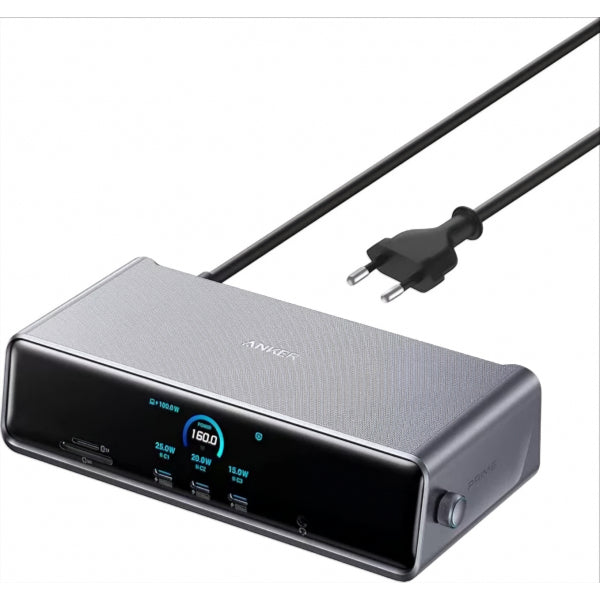 Anker Hub Prime, 3 x USB-A - 4 x USB-C - 1 x Display Port - 2 x HDMI - 1 x Jack 3.5mm - 1 x RJ45 - 1 x SD - 1 x microSD, Grey A83B33A1