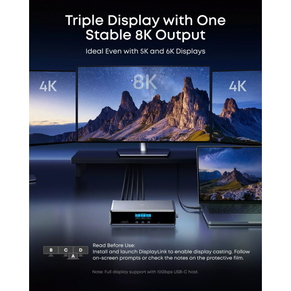 Anker Hub Prime, 3 x USB-A - 4 x USB-C - 1 x Display Port - 2 x HDMI - 1 x Jack 3.5mm - 1 x RJ45 - 1 x SD - 1 x microSD, Grey A83B33A1