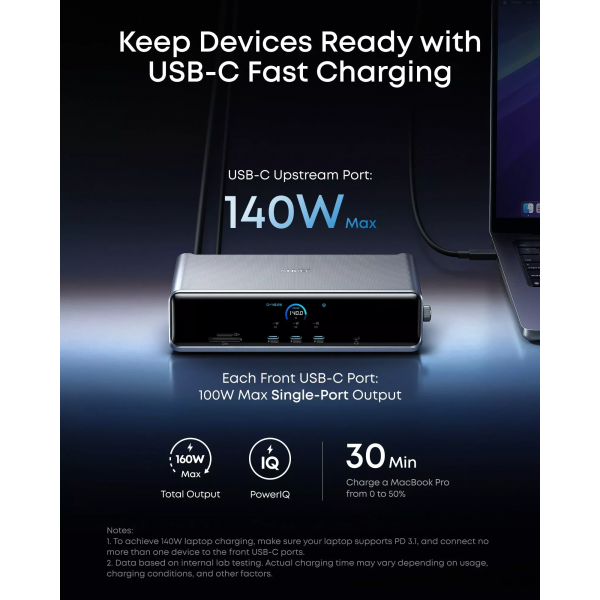 Anker Hub Prime, 3 x USB-A - 4 x USB-C - 1 x Display Port - 2 x HDMI - 1 x Jack 3.5mm - 1 x RJ45 - 1 x SD - 1 x microSD, Grey A83B33A1