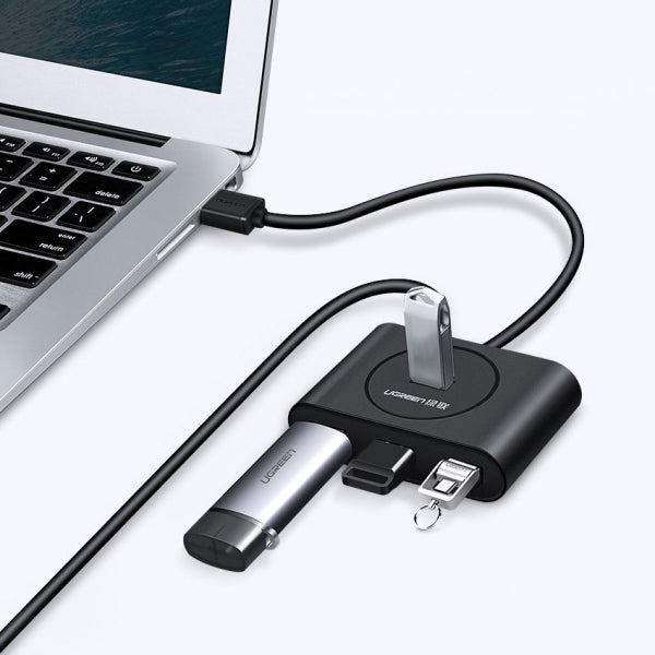 Ugreen USB Hub CR113, 4 x USB-A 3.0, 0.5m, Black