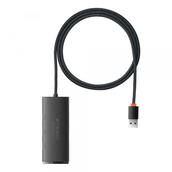 Baseus USB Hub Lite, 4 x USB-A 3.0 - 1 x USB-C, 1m, Black WKQX030101