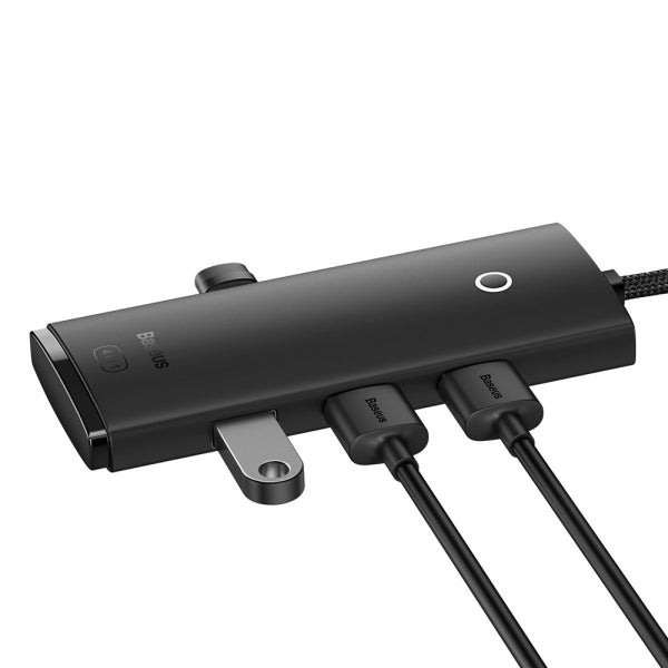 Baseus USB Hub Lite, 4 x USB-A 3.0 - 1 x USB-C, 1m, Black WKQX030101