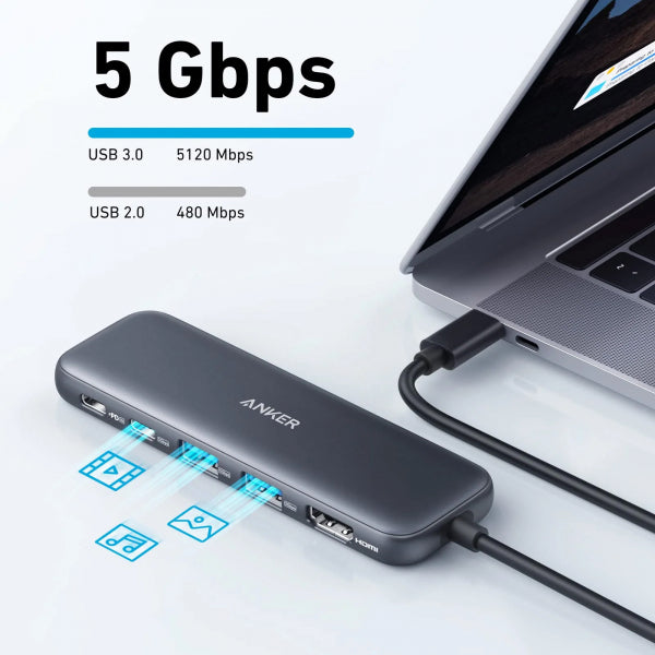 Anker USB-C Hub 332, 2 x USB-A - 2 x USB-C - 1 x HDMI, Grey A8355H11