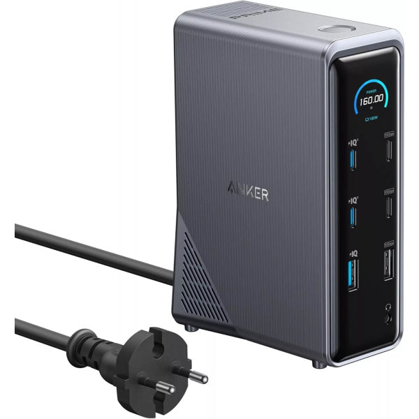 Anker USB-C Hub Prime 737, 2 x USB-A 3.0 - 3 x USB-A - 5 x USB-C - 2 x HDMI - 1 x Jack 3.5mm - 1 x RJ45, Black A83B63A1