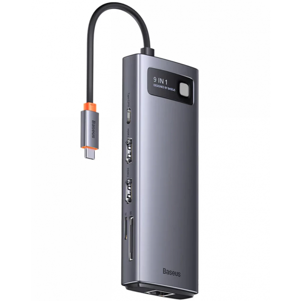 Baseus USB-C Hub Joystar, 2 x USB-A 3.2 - 1 x USB-A - 1 x USB-C - 2 x HDMI - 1 x RJ45 - 1 x SD - 1 x microSD, Grey WKWG060013