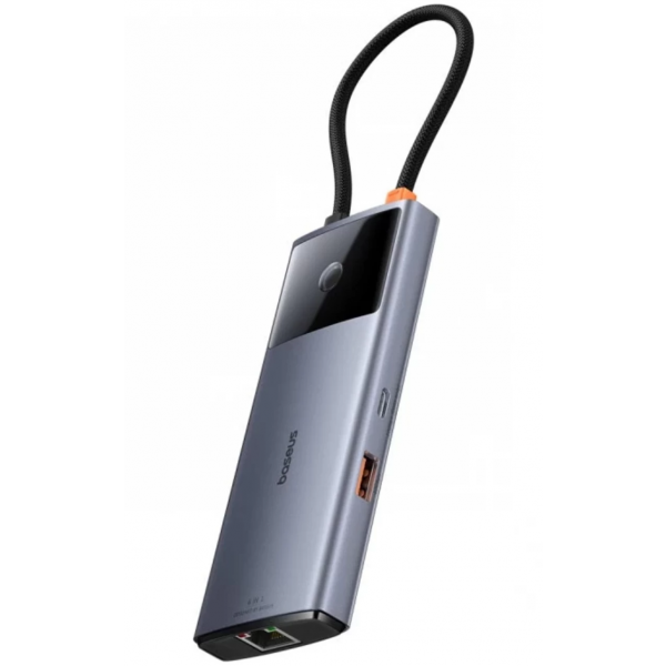 Baseus USB-C Hub Gleam II, 2 x USB-A - 2 x USB-C - 1 x HDMI - 1 x RJ45, Grey B00061802813-00