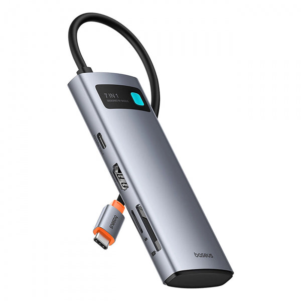 Baseus USB-C Hub Metal Gleam, 3 x USB-A 3.0 - 1 x USB-C - 1 x HDMI - 1 x SD - 1 x microSD, Grey B00030708811-01