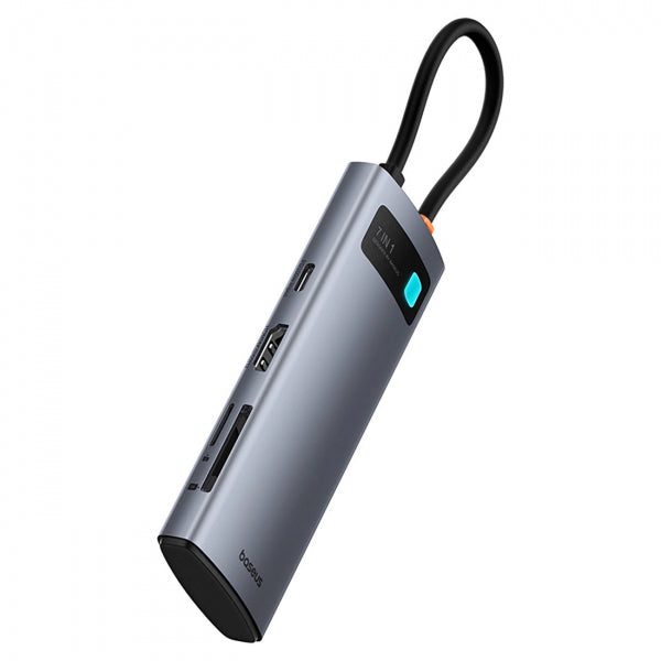 Baseus USB-C Hub Metal Gleam, 3 x USB-A 3.0 - 1 x USB-C - 1 x HDMI - 1 x SD - 1 x microSD, Grey B00030708811-01