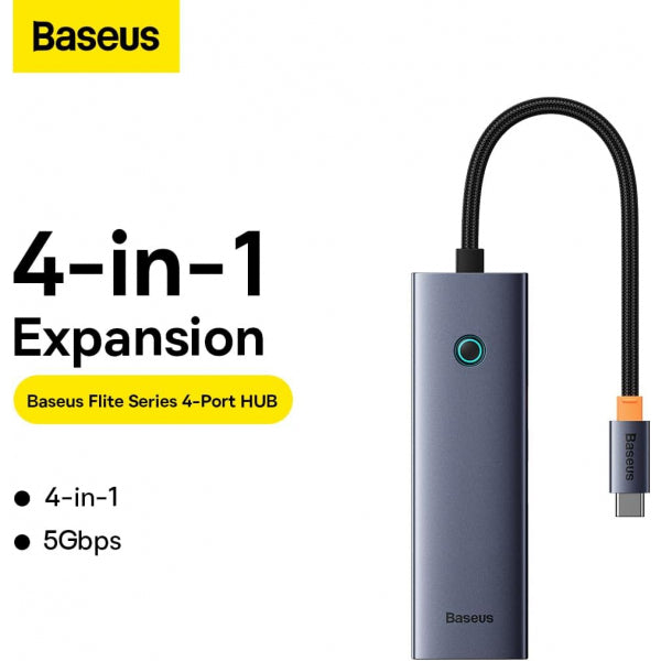 Baseus USB-C Hub UltraJoy, 4 x USB-A 3.0, Grey B0005280A813-03