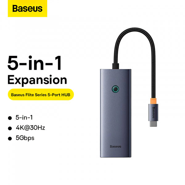 Baseus USB-C Hub UltraJoy, 4 x USB-A 3.0 - 1 x HDMI, Grey B00052809813-00
