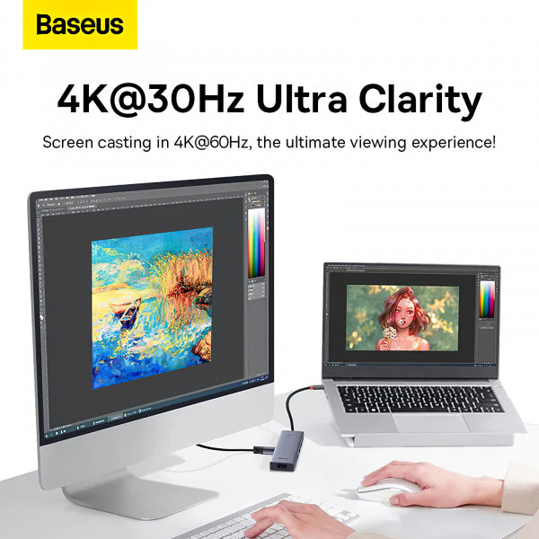 Baseus USB-C Hub UltraJoy, 4 x USB-A 3.0 - 1 x HDMI, Grey B00052809813-00