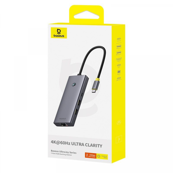 Baseus USB-C Hub UltraJoy, 3 x USB-A 3.0 - 1 x USB-C - 1 x HDMI - 1 x SD - 1 x microSD, Grey B00052803811-03