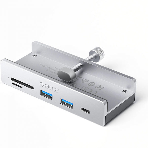 Orico USB-C Hub MH5PC Clamp, 2 x USB-A 3.2 - 1 x USB-C - 1 x SD - 1 x microSD, Silver