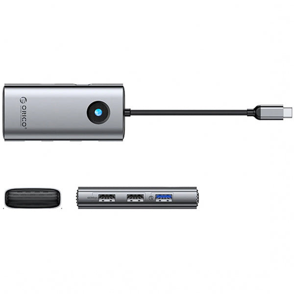Orico USB-C Hub PW11-5P, 1 x USB-A 3.0 - 2 x USB-A - 1 x USB-C - 1 x HDMI, Grey