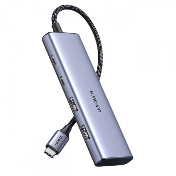 Ugreen USB-C Hub CM473, 2 x USB-A 3.0 - 2 x USB-C, 0.20cm, Grey