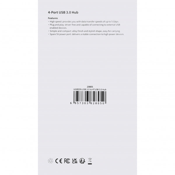Ugreen USB-C Hub CM473, 4 x USB-A 3.0, 0.15m, Grey
