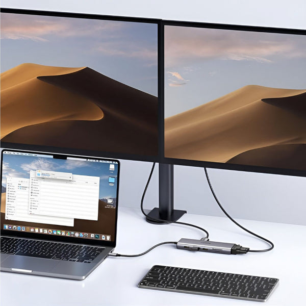 Ugreen USB-C Hub CM498 (15600), 3 x USB-A 3.0 - 1 x USB-C - 1 x HDMI - 1 x VGA - 1 x RJ45 - 1 x SD - 1 x microSD, Grey