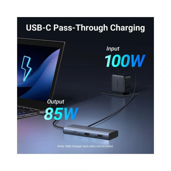 Ugreen USB-C Hub CM498 (45379), 2 x USB-A 3.2 - 3 x USB-C - 2 x HDMI, Grey