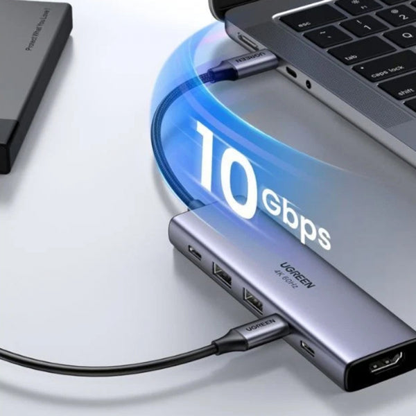 Ugreen USB-C Hub CM511 (35999), 2 x USB-A 3.2 - 3 x USB-C - 1 x HDMI, Grey