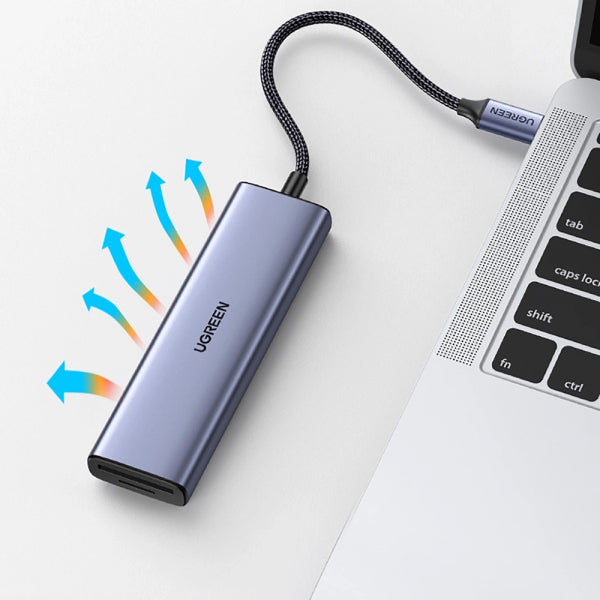 Ugreen USB-C Hub CM511 (20956A), 3 x USB-A 3.0 - 1 x HDMI - 1 x SD - 1 x microSD, Grey