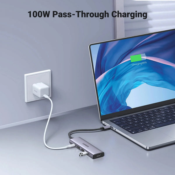 Ugreen USB-C Hub CM511 (15596), 3 X USB-A 3.0 - 1 x USB-C - 1 x HDMI, Grey