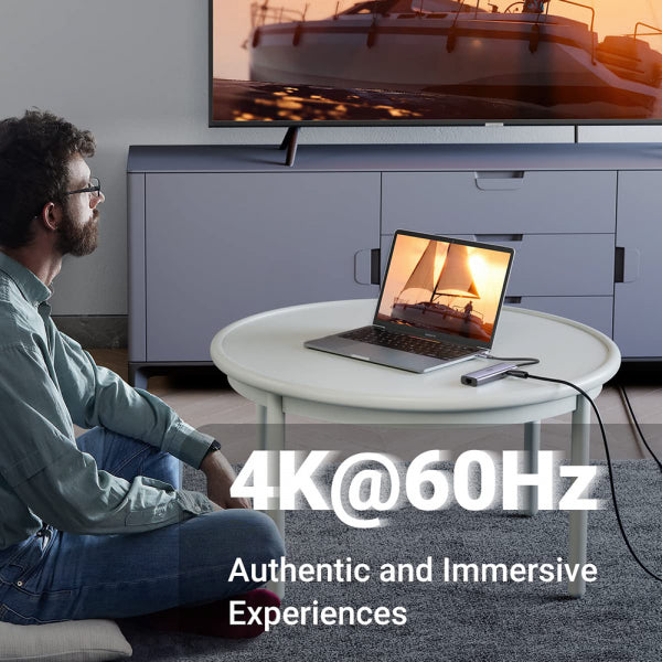 Ugreen USB-C Hub CM512 (60515), 2 x USB-A 3.0 - 1 x USB-C - 1 x HDMI - 1 x SD - 1 x microSD - 1 x RJ45, Grey