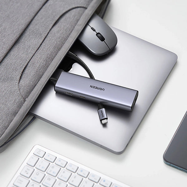 Ugreen USB-C Hub CM512 (90568), 2 x USB-A 3.0 - 1 x USB-C - 1 x HDMI - 1 x RJ45 - 1 x SD - 1 x microSD, Grey