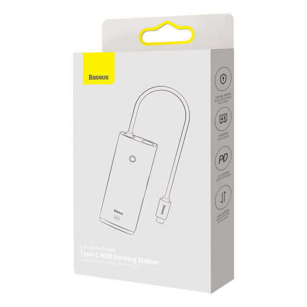 Baseus USB-C Hub Lite, 2 x USB-A 3.0 - 1 x USB-C - 1 x HDMI - 1 x SD - 1 x microSD, Black WKQX050101