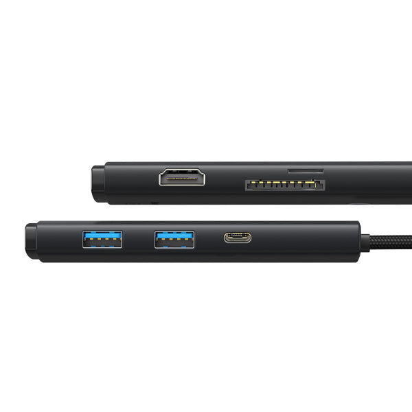 Baseus USB-C Hub Lite, 2 x USB-A 3.0 - 1 x USB-C - 1 x HDMI - 1 x SD - 1 x microSD, Black WKQX050101