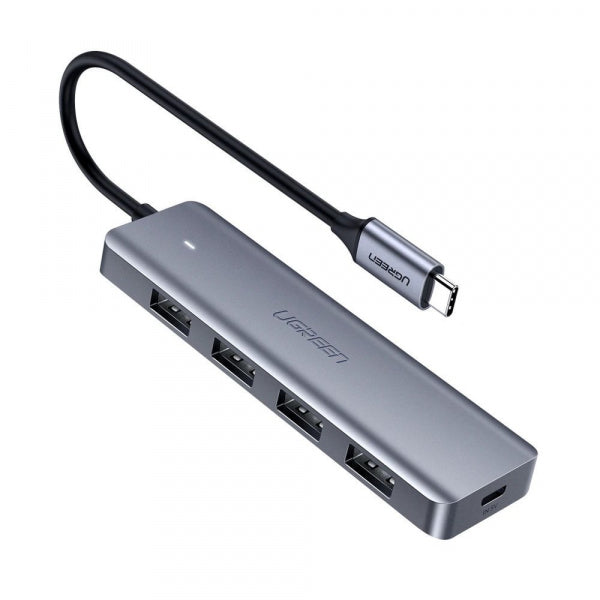 Ugreen USB-C Hub CM219, 4 x USB-A 3.0 - 1 x USB-C, Grey