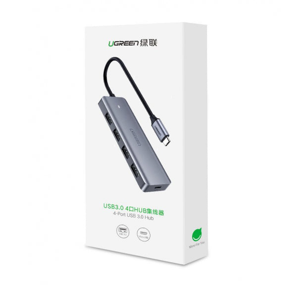 Ugreen USB-C Hub CM219, 4 x USB-A 3.0 - 1 x USB-C, Grey