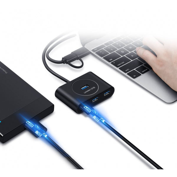 Ugreen USB Hub CR113, 4 x USB-A 3.0, 1m, Black