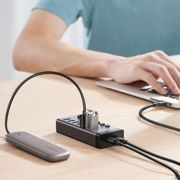Ugreen USB Hub CM481, 7 x USB-A 3.0, Grey
