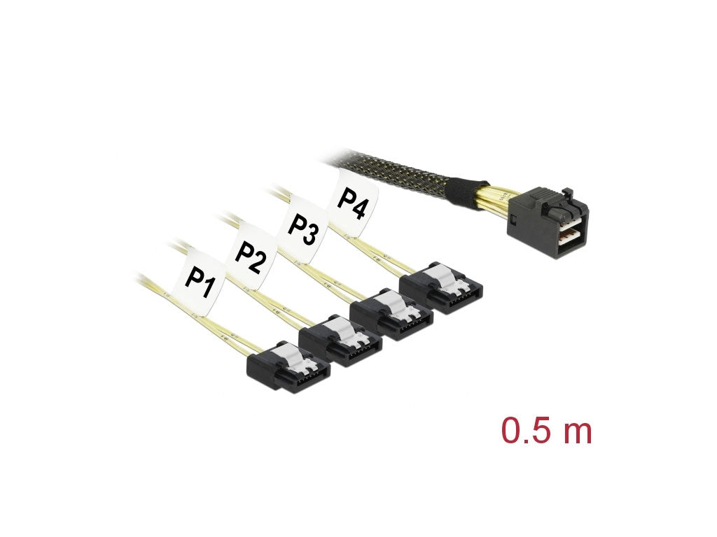 Delock Kabel Mini SAS HD SFF-8643 > 4 x SATA 7 Pin 0,5 m
