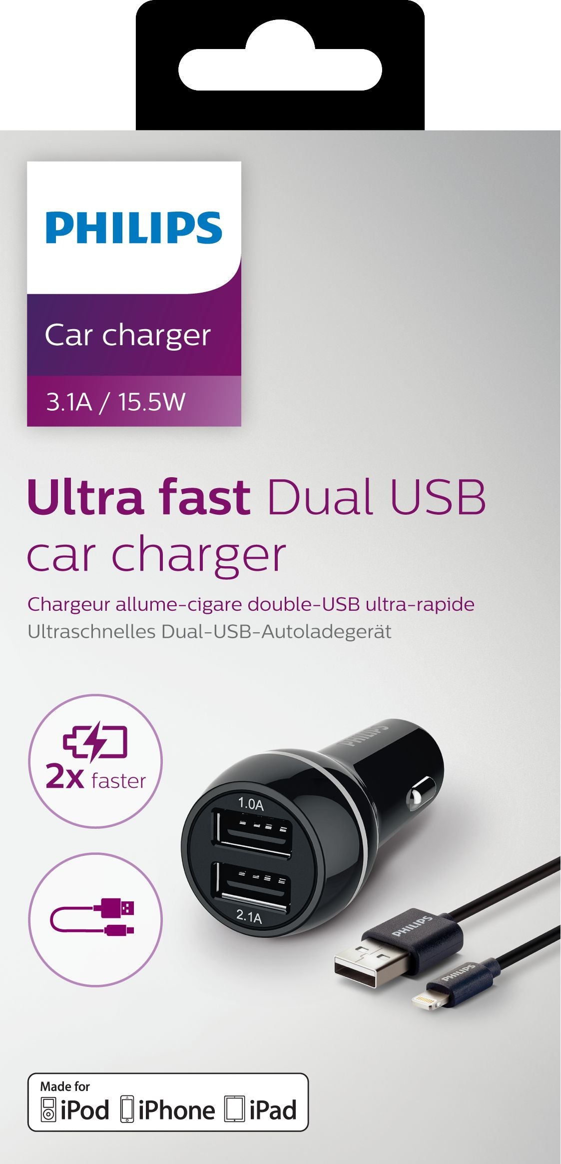 Philips Philips Chargeur allume-cigare USB DLP2357V/10