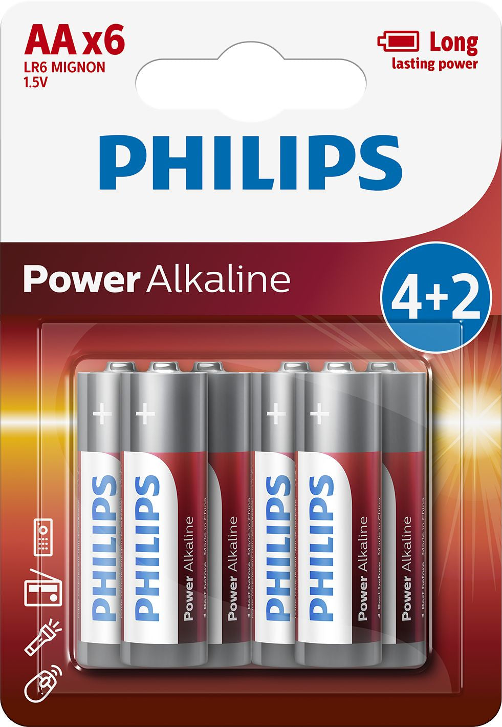 Philips Power Alkaline Batterie LR6P6BP/10