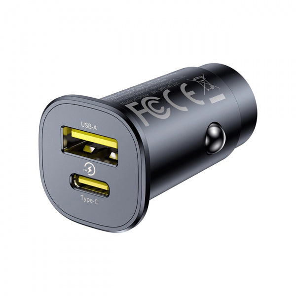 Baseus Car Charger GoTrip, 30W, 3A, 1 x USB-A - 1 x USB-C, Black C00072300123-00